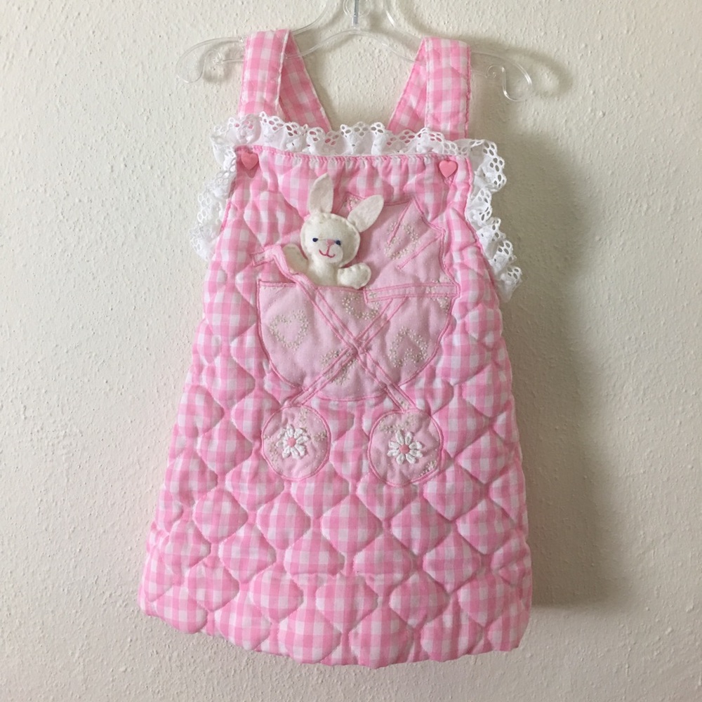 Vintage 1960s Pink & White Gingham Easter Pinafore